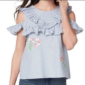 XOXO Striped Ruffle Shirt M